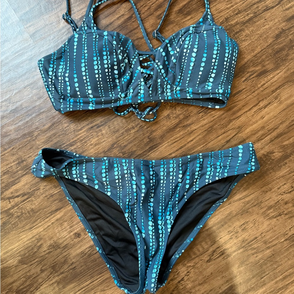 Stylish Blue and Black Women's Bikini Set